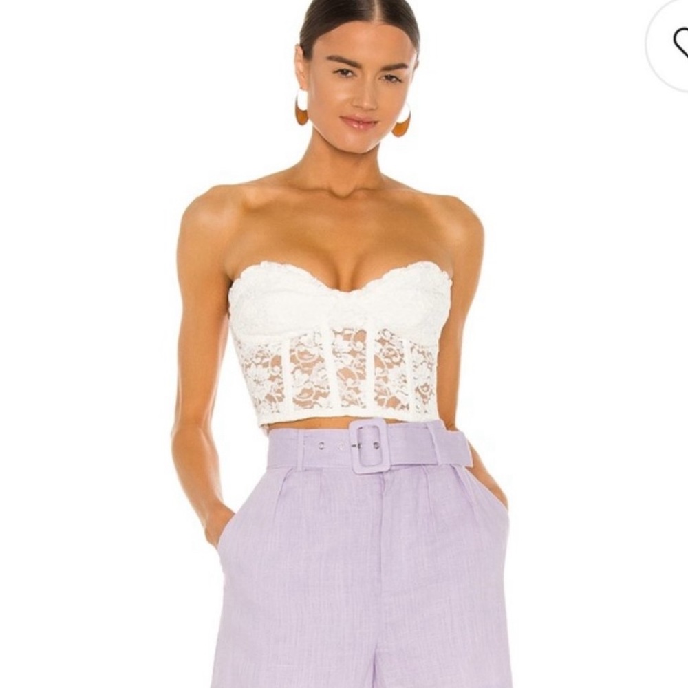 Bardot Lace Corset Bustier in Ivory White